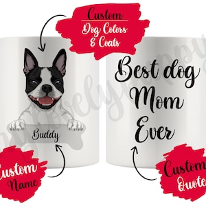Personalized Boston Terrier Mom and Dad Gift, Terrier Mommy Daddy Mug, Boxwood Dog Owner Women Christmas Gifts, Boston Bull Mom Present Gift