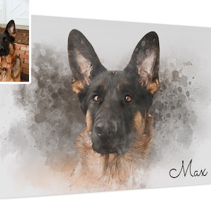 Custom Pet Portrait From Photo Canvas, Personalised Dog Owner Landscape Canvas, Custom Wall Art From Photo Dog, Pet Loss Memorial Gift
