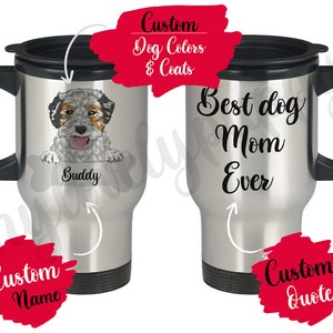 Caneca de viagem personalizada Aussiedoodle Mom Dad, Aussiedoodle Women Men Gifts, Mommy Daddy Travel Mug, Cross-Breed Aussiedoodle Dog Owner Gift