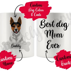 Personalized Rat Terrier Dog Mom and Dog Dad Mug, Men Women Gifts, Ratting Terrier RT Dog Mommy Daddy Mug Rattie Dog Owner Christmas Gift