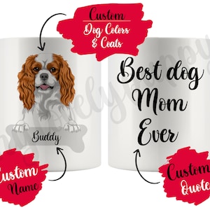 Personalized Cavalier King Charles Spaniel Mom and Dad Gift, Cavie Mommy Daddy Mug, Cavalier Dog Women Men Christmas Present Gifts