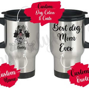 Tazza da viaggio personalizzata per mamma e papà cane setter inglese, regalo di Natale per donne Lawerack Laverack, regalo per mamma setter Llewellyn Llewellin