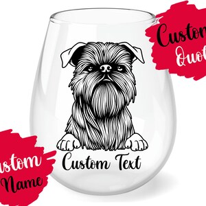 Personalized Brussels Griffon Dog Mom Dad Wine Glass, Women Men Christmas Gift, Belgian Griffon Mommy Glass, Griffon Belge Dog Owner Gift