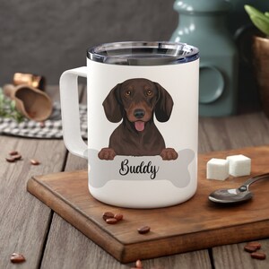 Personalized Dachshund Insulated Coffee Mug, Dog Owner Portrait Mug, Dachshund Owner Custom Dog Mug, Remembrance Memorial Gift