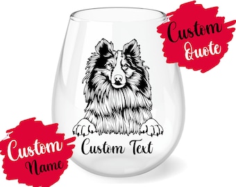 Personalized Shetland Sheepdog Dog Mom Dad, Sheltie Dog Mommy Daddy Wine Glass, Miniature Collie Dog Owner, Women Men Gifts, Sheltie Gift