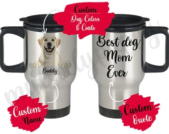 Personalized Labrador Mom and Dad Gifts, Labrador Retriever Owner Travel Mug, Labrador Christmas Women Gifts, Labrador Mom Gift, Lab Mommy