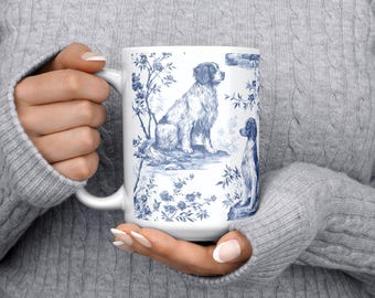 Tasse en toile chinoiserie épagneul breton, tasse à café personnalisée pour maman chien avec animal de compagnie personnalisé, cadeau pour les amoureux des chiens, les nouveaux propriétaires de chiots et les mamans d'animaux de compagnie
