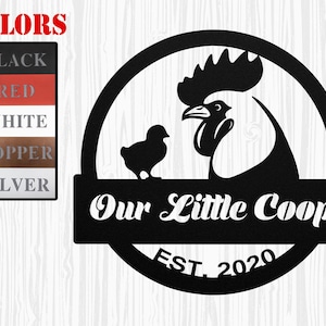 Custom Chicken Coop Name Metal Sign – Personalize Metal Sign, Farmhouse Name Sign, Chicken Wall Art, Rooster Metal Sign Hen House Farm Dec