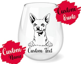 Personalized Chihuahua Dog Mom and Dad Wine Glass, Women Men Christmas Gifts, Chiwawa (Misspelled) Owner Mommy Gift, I Love Chihuahuas Glass