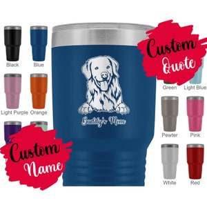 Personalized Golden Retriever Mom and Dad Tumbler, Women Men Christmas Gift, Golden Flat Coat Dog Mommy Tumbler, Yellow Retriever Mom Gifts