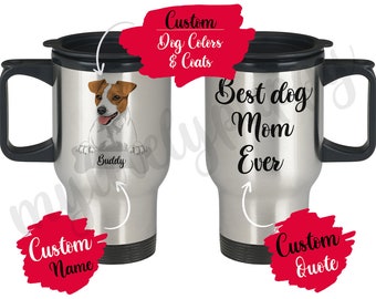 Personalized Jack Russell Terrier Dog Mom and Dad Travel Mug, Women Men Christmas Gifts, Jack Russell Terrier Mommy Daddy Dog Owner Gift