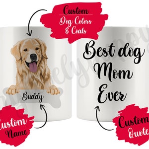 Personalized Golden Retriever Mom and Dad Mug, Women Men Christmas Gift, Golden Flat Coat Dog Mommy Mug, Yellow Retriever Mom Present Gifts