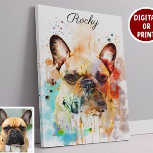 Custom Pet Portrait Colorful Canvas for Men And Women, Personalised Dog Owner Wall Art Decor, Pet Loss Memorial Gift