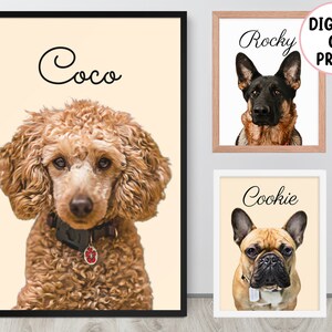 Custom Pet Portrait Colored Art Prints, Personalized Dog Owner Landscape Framed Poster, Pet Loss Memorial Gift