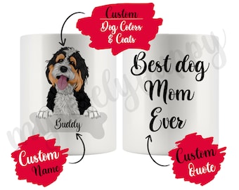 Personalisierte Bernedoodle HundeMama und Papa Tasse, Männer Frauen Weihnachtsgeschenk, Personalisierter Papa Mama Hundebesitzer Geschenk