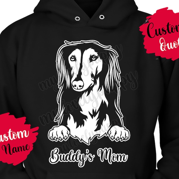 Personalized Saluki Dog Mom Dad Hoodie, Gazelle Hound Dog Owner, Persian Greyhound Dog Women Gifts, Mommy Daddy Christmas Present Gift