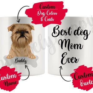 Personalized Brussels Griffon Dog Mom and Dad Mug, Women Men Christmas Gift, Belgian Griffon Mommy Mug, Griffon Belge Dog Owner Present Gift image 1