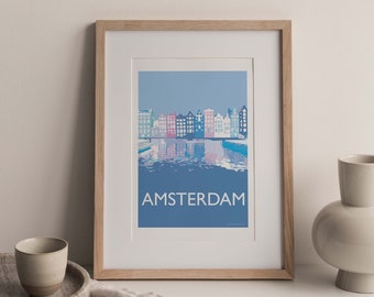 Amsterdam Damrak The Netherlands Nederland A3 Travel print Poster (unframed)