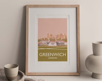 Greenwich London England A4 giclee fine art glossy travel poster print (unframed)