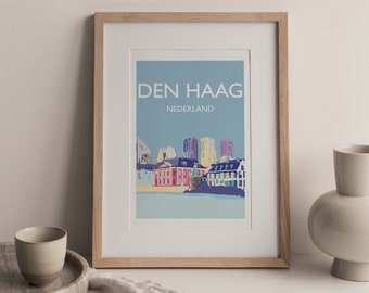 Den Haag Cityscape The Hague The Netherlands Nederland *A2* giclee art travel poster print (unframed)