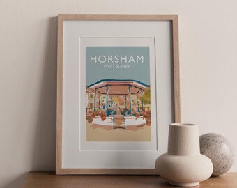 Horsham The Carfax Bandstand West Sussex UK Fine Art Travel Print Poster (not framed)
