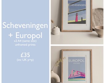 Scheveingen + Europol - x2 A4 same size prints (unframed)