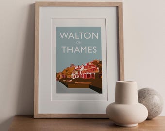Walton Upon Thames Surrey England UK Fine Art Travel Print Poster (not framed)