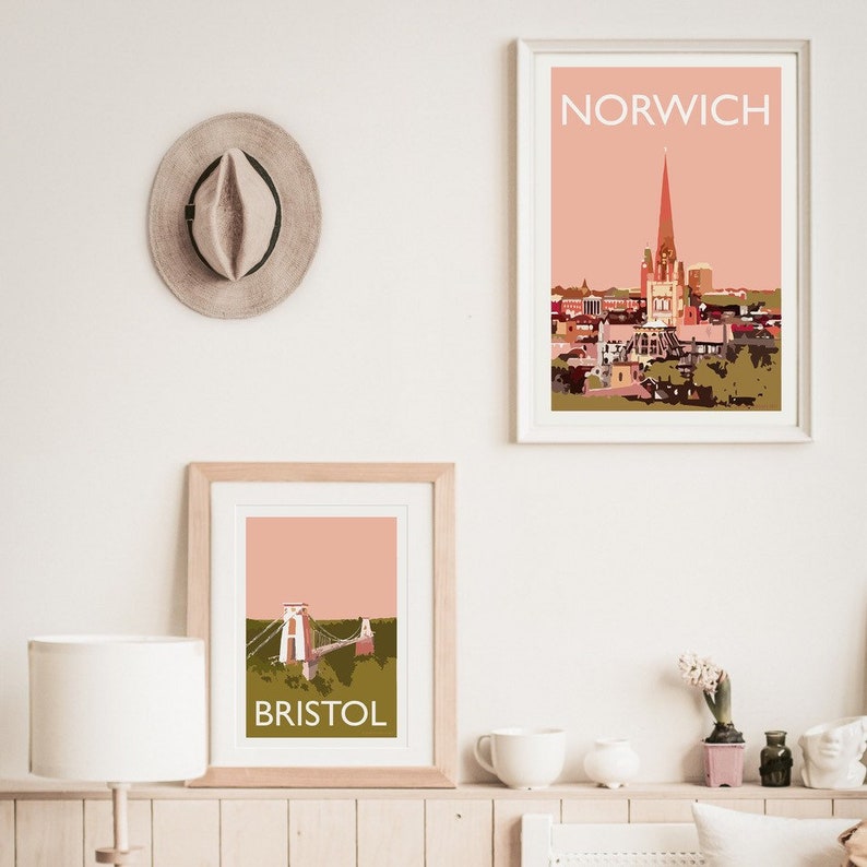 Norwich Norfolk England UK A4 travel poster print Etsy