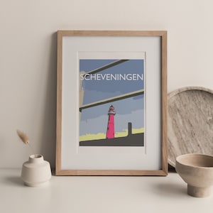 Scheveningen Pink Lighthouse The Hague Den Haag Nederland A3 Fine Art Travel Print (not framed)