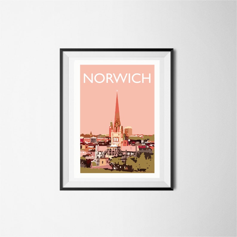 Norwich Norfolk England UK A4 Travel Poster Print Unframed Etsy