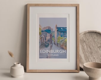 Edinburgh, Scotland The Vennel View UK Fine Art Travel Print Poster (not framed)