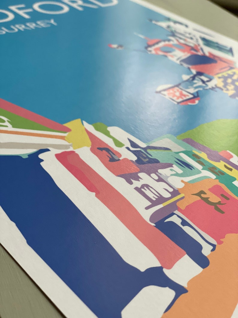 Guildford High Street Bright Colours A3 Poster Surrey Print Etsy