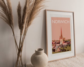 Norwich Norfolk England UK A4 travel poster print unframed