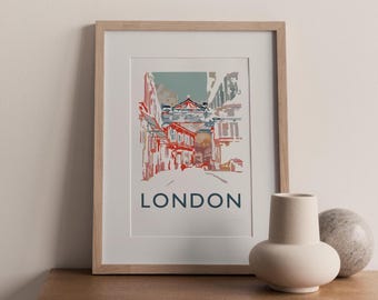 Leadenhall Market London Art Print: Muted Colours Travel Poster (A4 Unframed)
