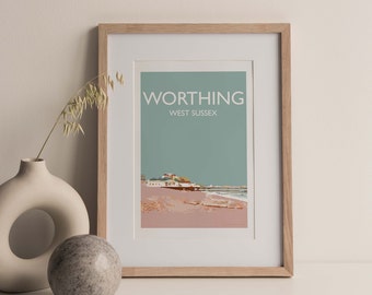 Worthing, West Sussex, England A4 museum/gallery quality fine art travel print (unframed)