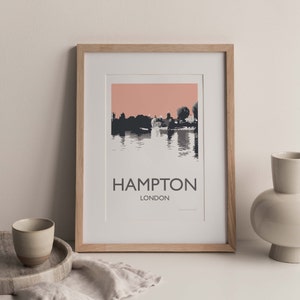 Hampton (PEACH) London England UK A4 Travel Poster Print unframed