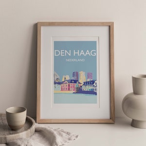 Den Haag The Hague Cityscape A4 Travel Poster print (unframed)