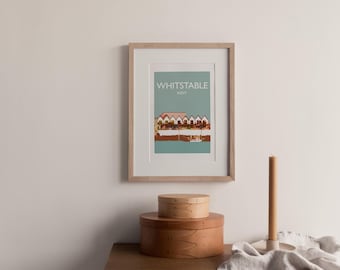 Whitstable Oyster Sheds Art Print: Kent, UK Coastal Travel Poster