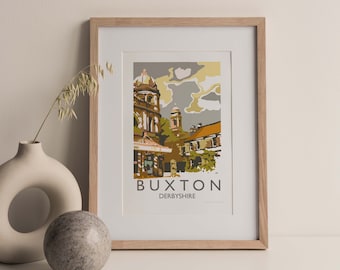 Buxton Derbyshire A4 Travel Print Poster - BEIGE, BROWN GREY (unframed)
