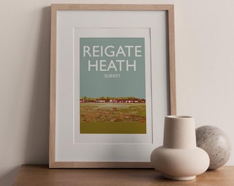 Reigate Heath Surrey England UK A4 travel poster print (not framed)
