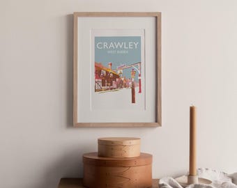Crawley Sussex UK Fine Art Travel Print Poster (not framed)