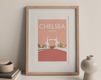 Chelsea Bridge London SW3 A4 travel print (unframed)