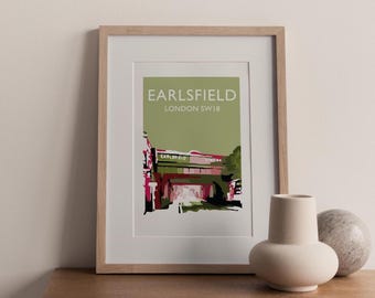 Earlsfield Station A3 Art Print: Vintage Style Travel Poster, South West London Home Decor