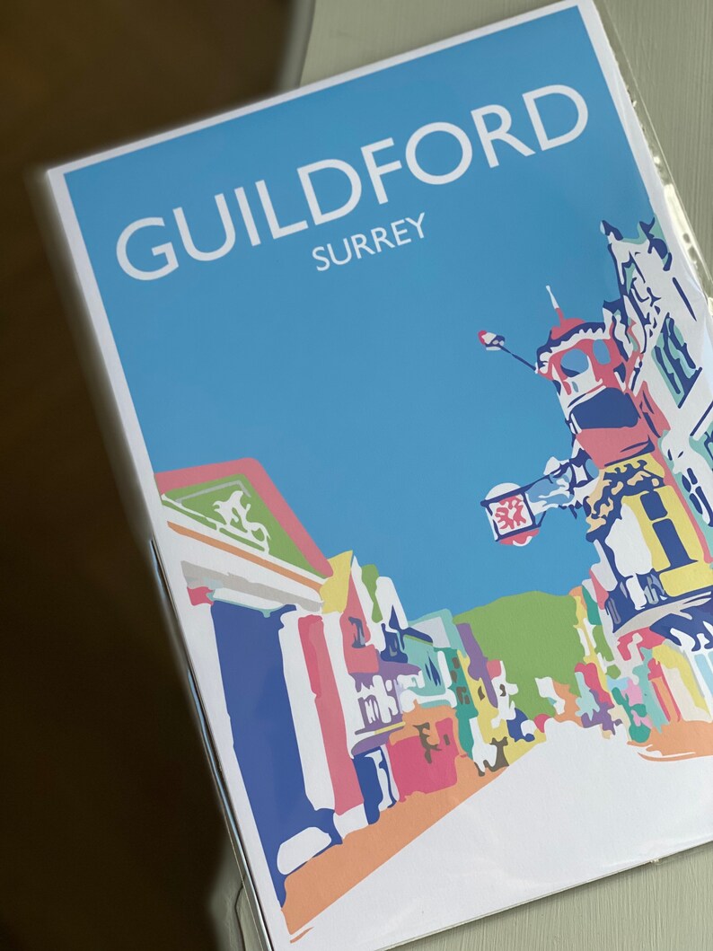 Guildford High Street Bright Colours A3 Poster Surrey print Etsy
