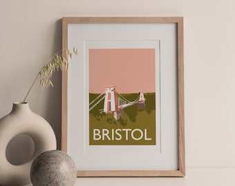 Bristol, England A2 giclee art travel poster print (unframed)