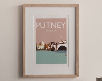 Putney London England UK *A2* giclee art travel poster print (unframed)