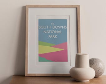 South Downs National Park (Bright Colours) A4 travel print (unframed)