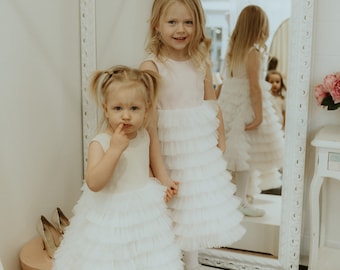 Baby Girl dress / Flower Girl Wedding Dress / Wedding Guest Dress / Handmade Tulle Dress for Baby Girl / Prom Dress for Little Girls