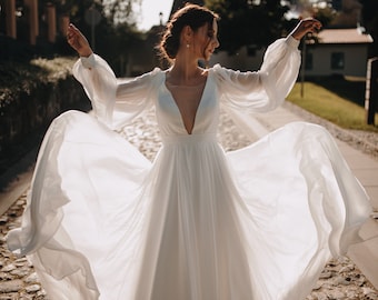 Deep v neck chiffon dress deals