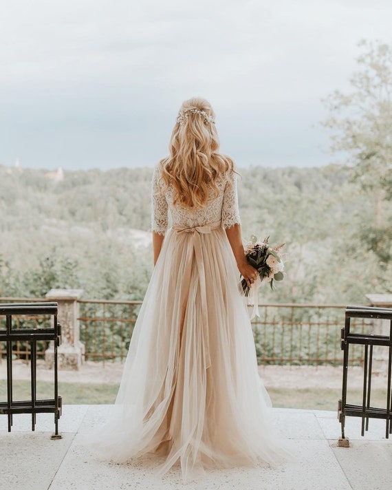 open back boho wedding dress